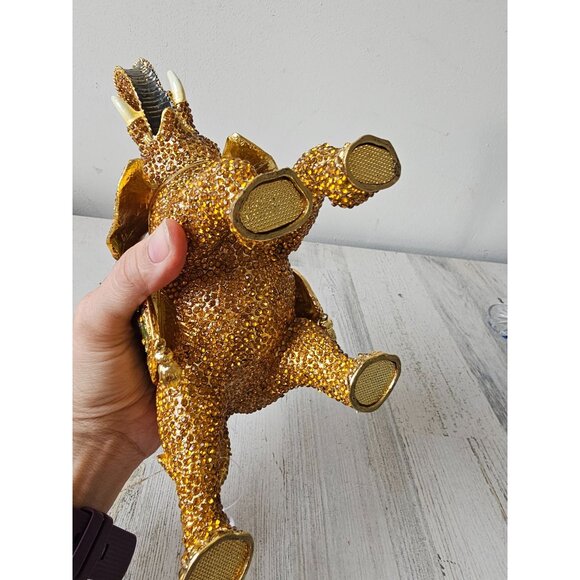 Kalifano‎ jeweled large elephant trinket jewelry keepsake box rhinestone yellow - Picture 8 of 8